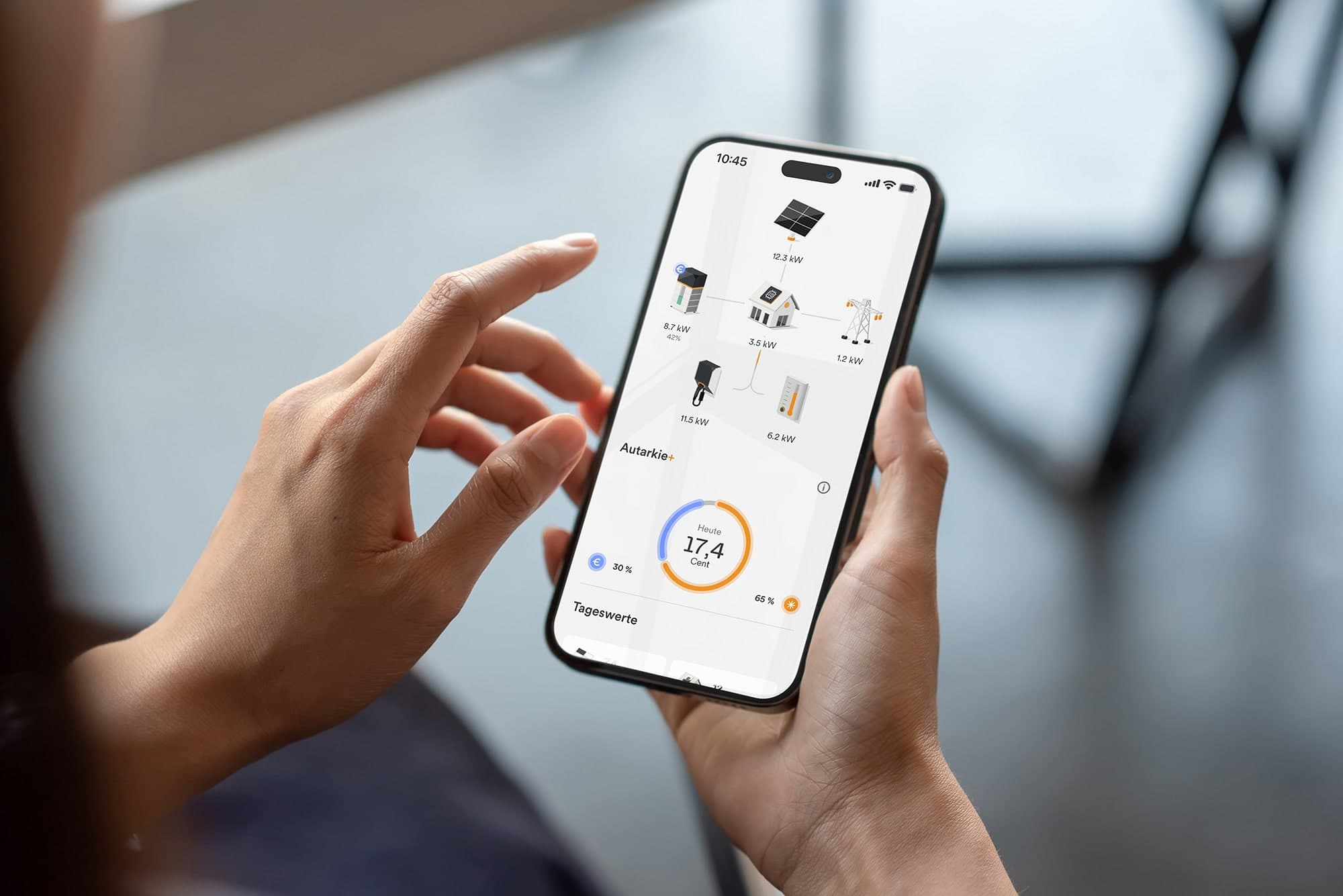 Smartphone mit Energiemanagement-App